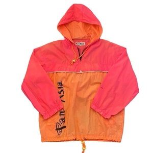 90s Vintage Windbreaker Bright Pink and Orange Hooded Windbreaker